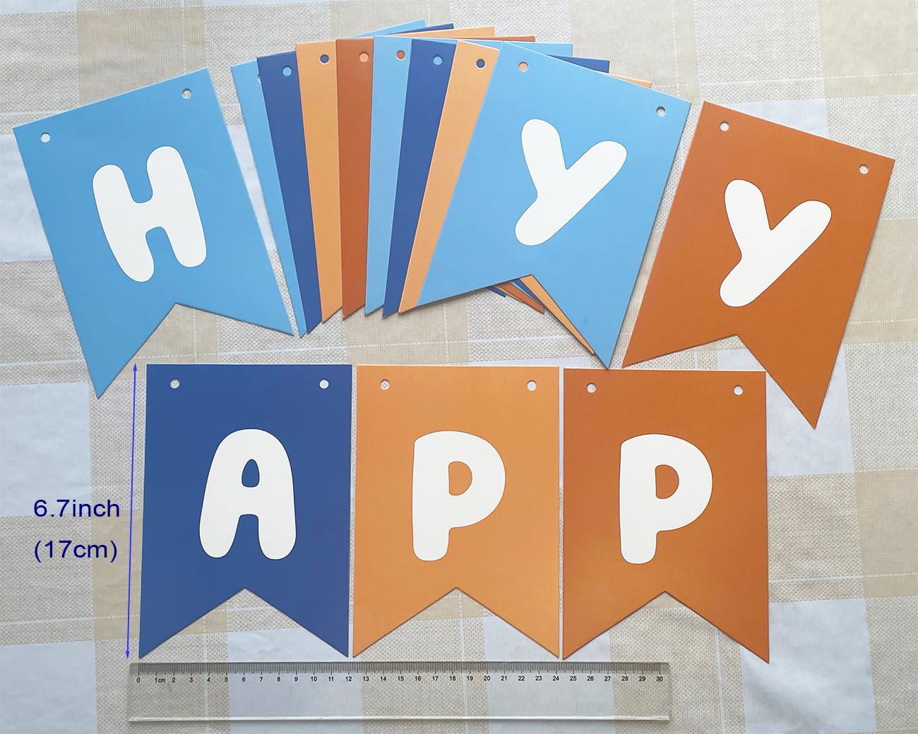 Runhiskii Blue and Orange Birthday Banner, Happy Birthday Banner Blue Orange Party Decorations for Boys, Kids Birthday Decoration Boys’ 1st Birthday Decor