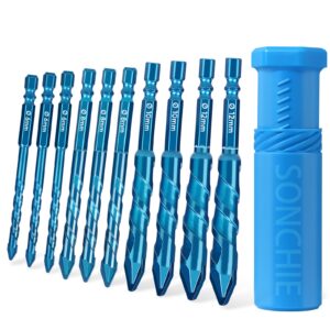 sonchie eccentric drill bit set - set of 10 carbide-tipped crooked drill bit masonry drill bit sets forconcrete/walls/tiles/glass/hard plastic/cement/granite, etc