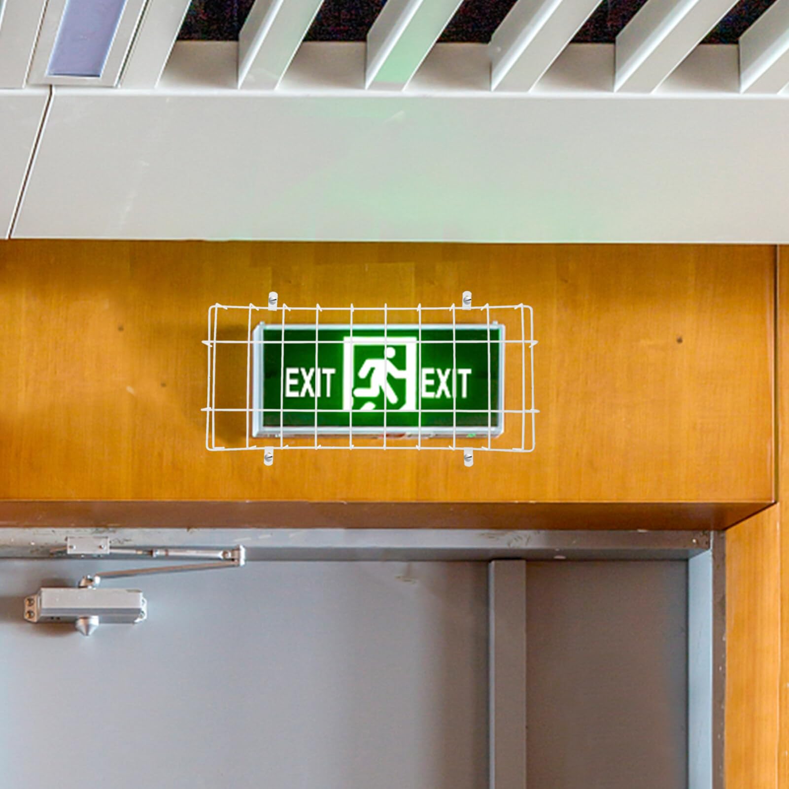 SOLUSTRE Exit Sign Damage Stopper Metal Wire Guard Exit Sign Damage Cage Wall Mounted Emergency Light Protective Covers for Exit Sign or Emergency Light