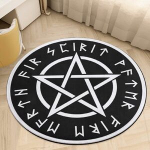 sthpoe pentagram wicca pentacle celtic witch pagan ultra soft non-slip area rugs indoor coral velvet floor mat short flannel carpet for living room bedroom dining room, 24*24in