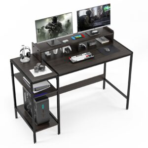 gzshiyitech 47”gaming desk/computer desk，home office desk with monitor stand, writing desk for 2 monitors,desk adjustable storage space, firm and practical small desk，modern design corner desk（black