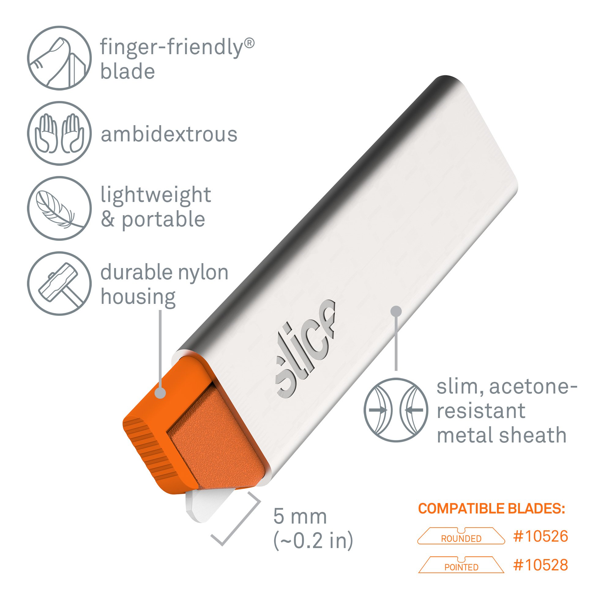 Slice Manual Carton Cutter | Safe Ceramic Box Cutter | Lasts 11x Longer than Metal | Single Edge Razor Blade | Mini Box Cutter | 2 Pack