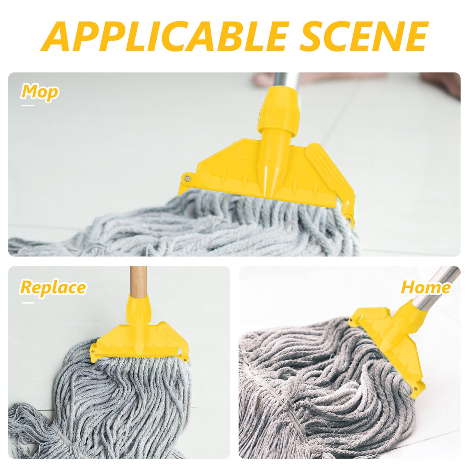 Baluue Commercial Mop Clamps-Quick- Change Head Mop Handle -Heavy Duty Mop Head Replacement Holder Gripper Mop Wet Mop Handle Clamp Mop Handles for Wet Mop Yellow