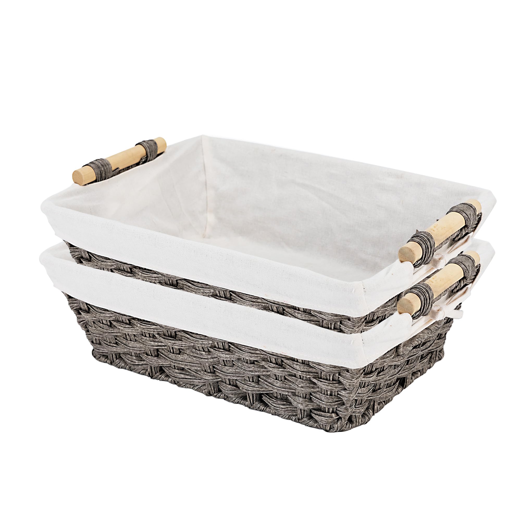 Baskets-Storage Baskets Wicker Storage Basket, Waterproof Wicker Basket with Handles, Toilet Paper Storage Basket, Hand-woven large storage basket, toys, toilet paper (2 pieces)