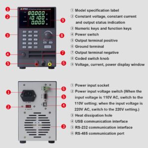 MATRIX Wide Range Programmable DC Power Supply WPS300S-80-10, 80V 10A 300W Adjustable Power Supply with 1mV/0.1mA Resolution and USB, Bench Power Supply Variable with List Output and 9 Groups Storage