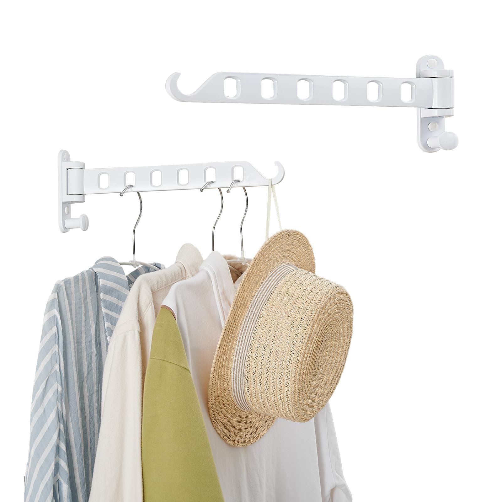 JOOM Laundry Drying Rack Wall Mounted Clothes Drying Rack Clothes Hanger White 2 Pack