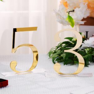 10 Pcs Gold Table Numbers Wedding Table Numbers 1-10 Signs Acrylic Table Numbers with Protective Film Elegant Gold Mirror Numbers for Wedding Reception Party Birthday Anniversary Event Decorations