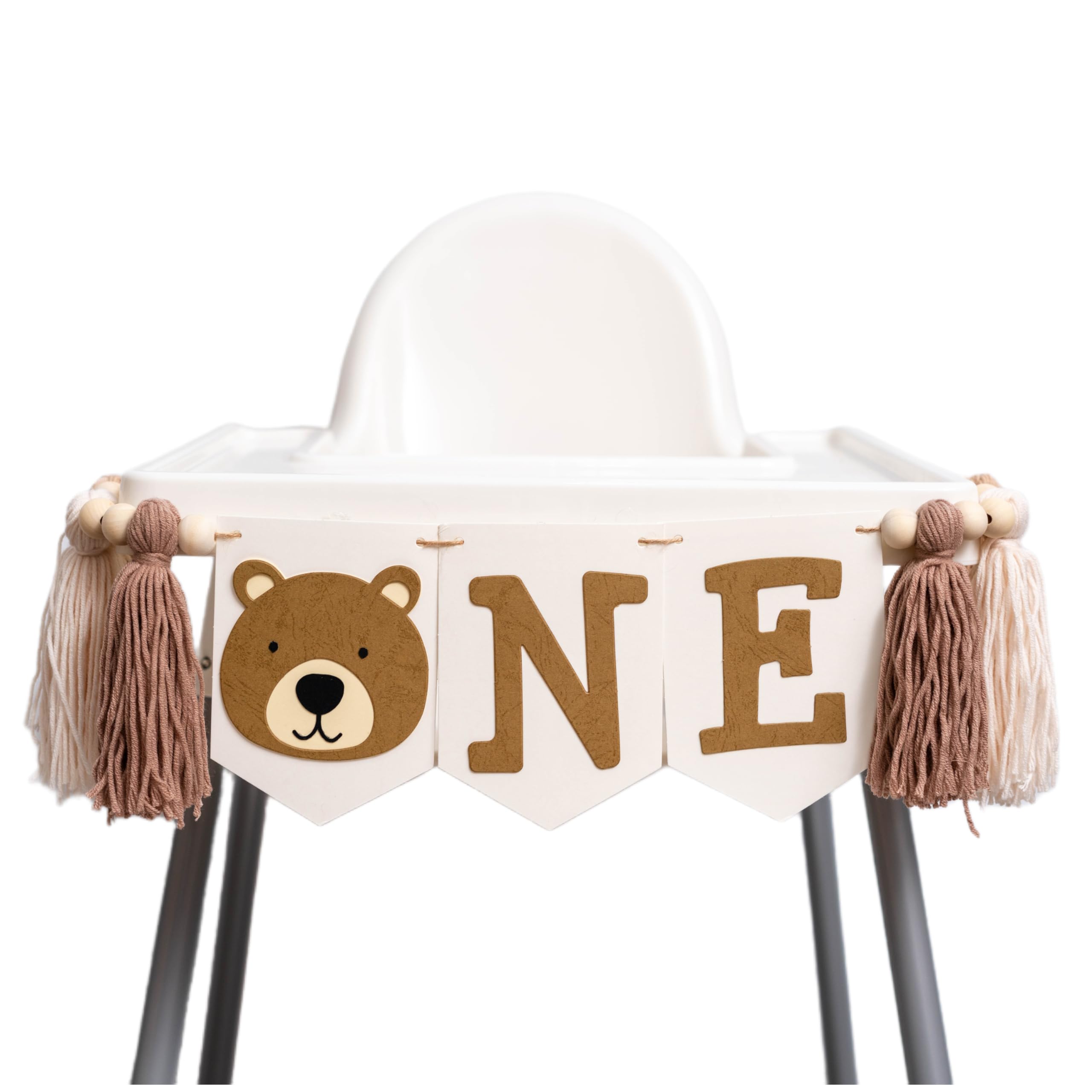 CIEQR Highchair Banner 1st Birthday, Bear Theme First Birthday Decorations Party Supplies, Birthday Banner Suitable for Birthday, Party, Anniversary, Baby Shower, Baby Photo Booth Props...(Tassels)