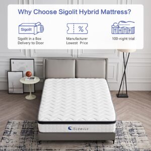 sigolit 12 Inch Full Size Hybrid Mattress - Medium Firm, Memory Foam & Pocket Springs, Motion Isolation, Edge Support, Pressure Relief, Ships Compressed