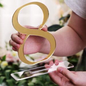 10 Pcs Gold Table Numbers Wedding Table Numbers 1-10 Signs Acrylic Table Numbers with Protective Film Elegant Gold Mirror Numbers for Wedding Reception Party Birthday Anniversary Event Decorations