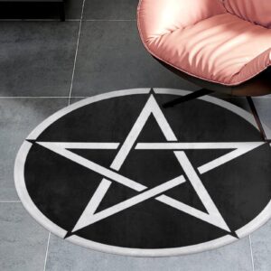 STHPOE Pentacle Witch Modern Pagan Wicca Witchcraft Ultra Soft Non-Slip Area Rugs Indoor Coral Velvet Floor Mat Short Flannel Carpet for Living Room Bedroom Dining Room, 24*24in