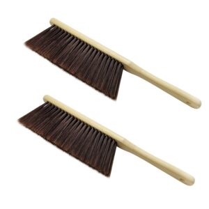 2 pieces natural wooden clean hand broom brush, dust brush for cleaning, small hand whisk broom for bed sofa couch car clothes furniture fireplace household cleaning(khaki)