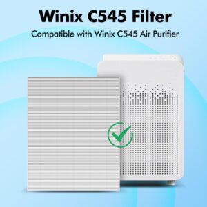 4 Pack C545 HEPA Replacement Filter S Compatible with Winix C545 Air Purifier, for Winix C545 Replacement Filter, H13 Ture HEPA Filter, Part# 1712-0096-00 and 2522-0058-00