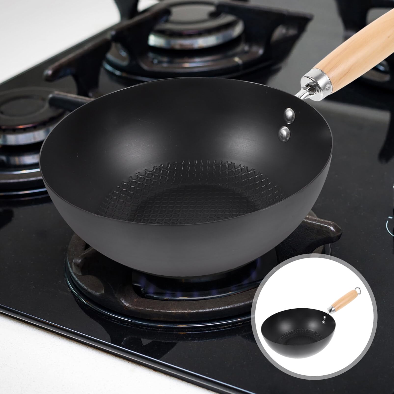 Mini Japanese Cast Iron Frying Pan - 20cm Non-Coated Flat Bottom Stir Fry Pan for Home Cooking, Perfect for Single Serving Meals on Induction, Gas, and Electric Stoves