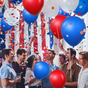 Red White Blue Balloons Garland Arch Kit, 141pcs Latex Balloons with Confetti Balloons for 4th of July Memorial Day Patriotic Nautical Baseball Birthday Party Decorations