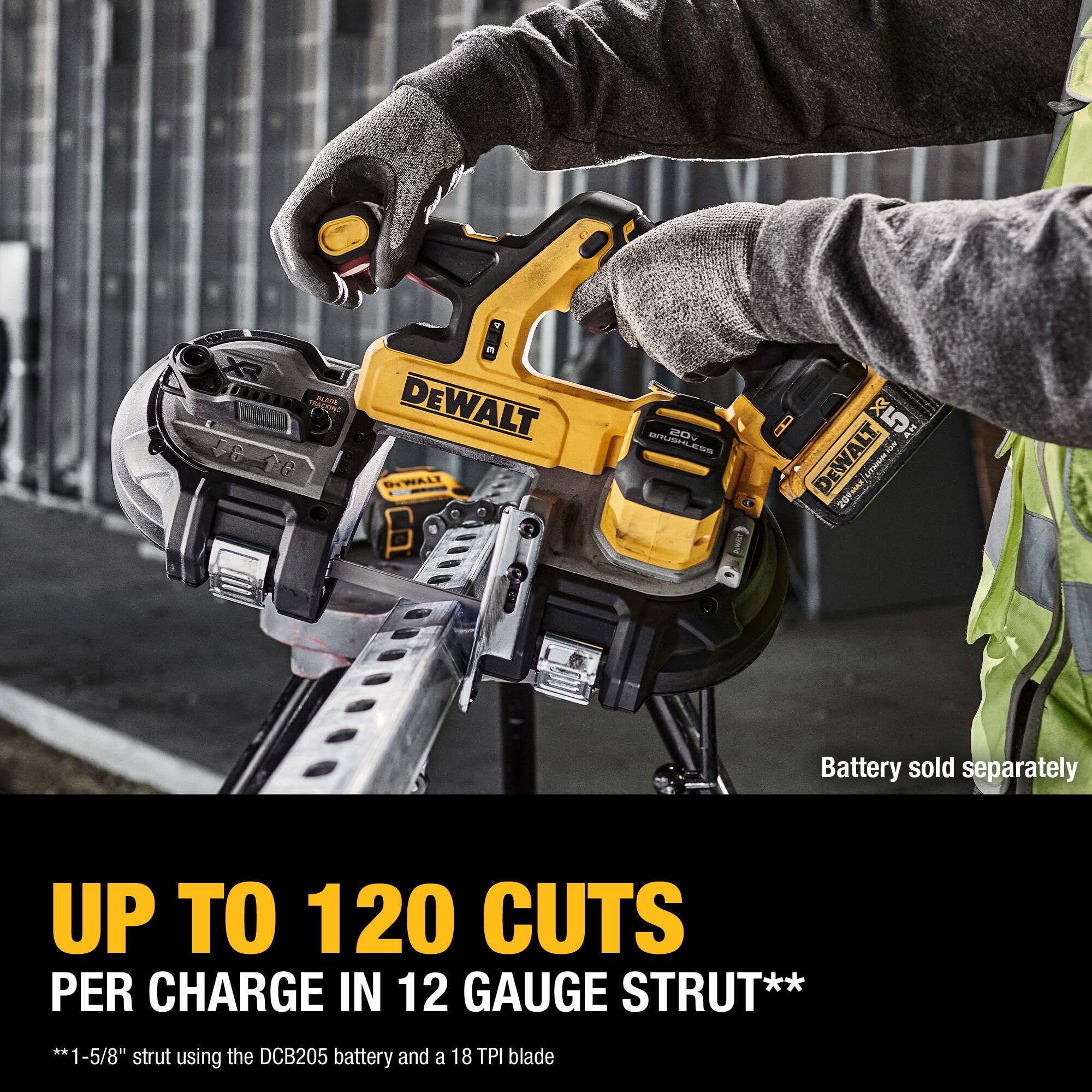 DEWALT 20V MAX XR Dual Trigger Bandsaw, Brushless Motor, Portable and Cordless, 3-3/8 Inch Cut Capacity, Bare Tool Only (DCS379B)