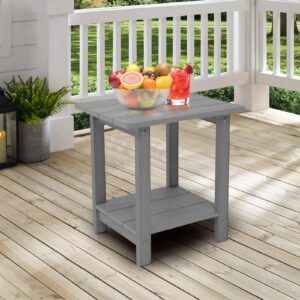 juserox Outdoor Side Table, Weather Resistant Double Small Adirondack Side Table, Outdoor Indoor End Table for Adirondack Chair, 17" Patio Table for Pool, Deck and Porch, Dark Grey