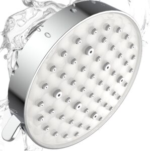 pweran shower head high pressure rain fixed showerhead 3 settings with 3d panel luxury design, 5 inch high flow bathroom rain shower head with adjustable brass ball joint