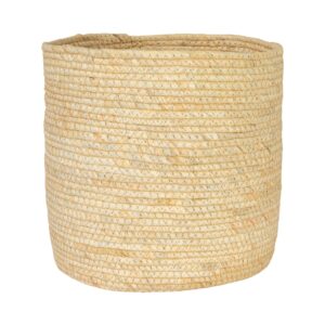 Household Essentials Round Handwoven Corn Leaf Basket, Natural