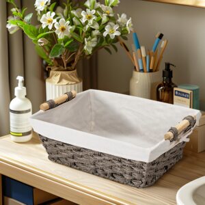 Baskets-Storage Baskets Wicker Storage Basket, Waterproof Wicker Basket with Handles, Toilet Paper Storage Basket, Hand-woven large storage basket, toys, toilet paper (2 pieces)