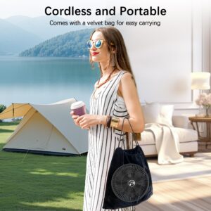 PANERGY 10” Portable Fan 20000mAh Battery Operated Rechargeable, Auto-Oscillating Pedestal Fan with Remote,4 Speeds, Quiet, Cordless Foldable Telescopic Fan for Travel, Bedroom, Home, Office