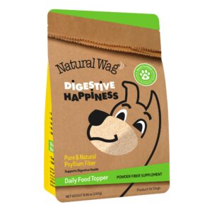 natural wag digestive happiness for digestion & general health supplement for dogs - psyllium husk fiber - relieve digestive conditions, optimize stool, and improve health