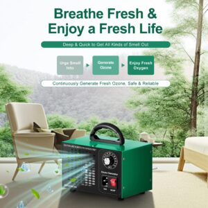 Ozone Generator 45,000mg/h, Industrial/Home O3 Air Purifier Deodorizer for Areas of 2500 Square Feet - High Capacity Ozone Machine Air Ionizer Odor Clean for Rooms, Smoke, Cars, Pets (Green)