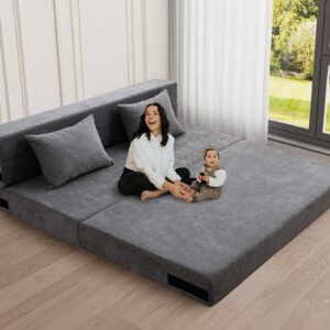 HOMFINE Folding Sofa Bed Queen, Grey