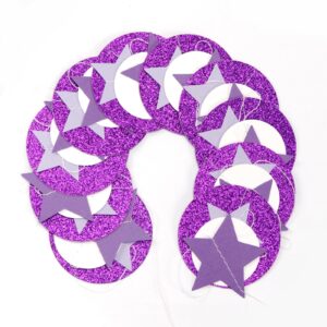 Lavender-White Glitter Purple Party-Decorations Paper-Garland - 4pcs Birthday Twinkle Little Star Hanging Streamers Banner,Graduation Baby Shower Bridal Wedding Engagement Ceiling Backdrop Decor