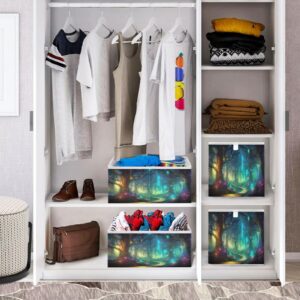 Coikll Fairy Forest Foldable Organizer Storage Bins Cube Baskets for Home Closet Drawers Shelf Toys -11*11*11in