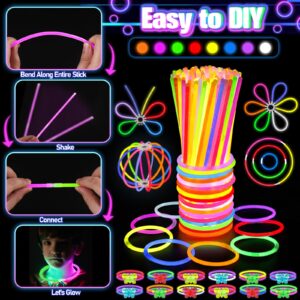 150PCS Glow in the Dark Party Supplies for Kids Adults, Light Up Party Favors with Light Up Glasses, Headband, Rings, 100 Glow Sticks Bulk Party Pack DIY Glow Necklaces Bracelets, Neon Party Supplies