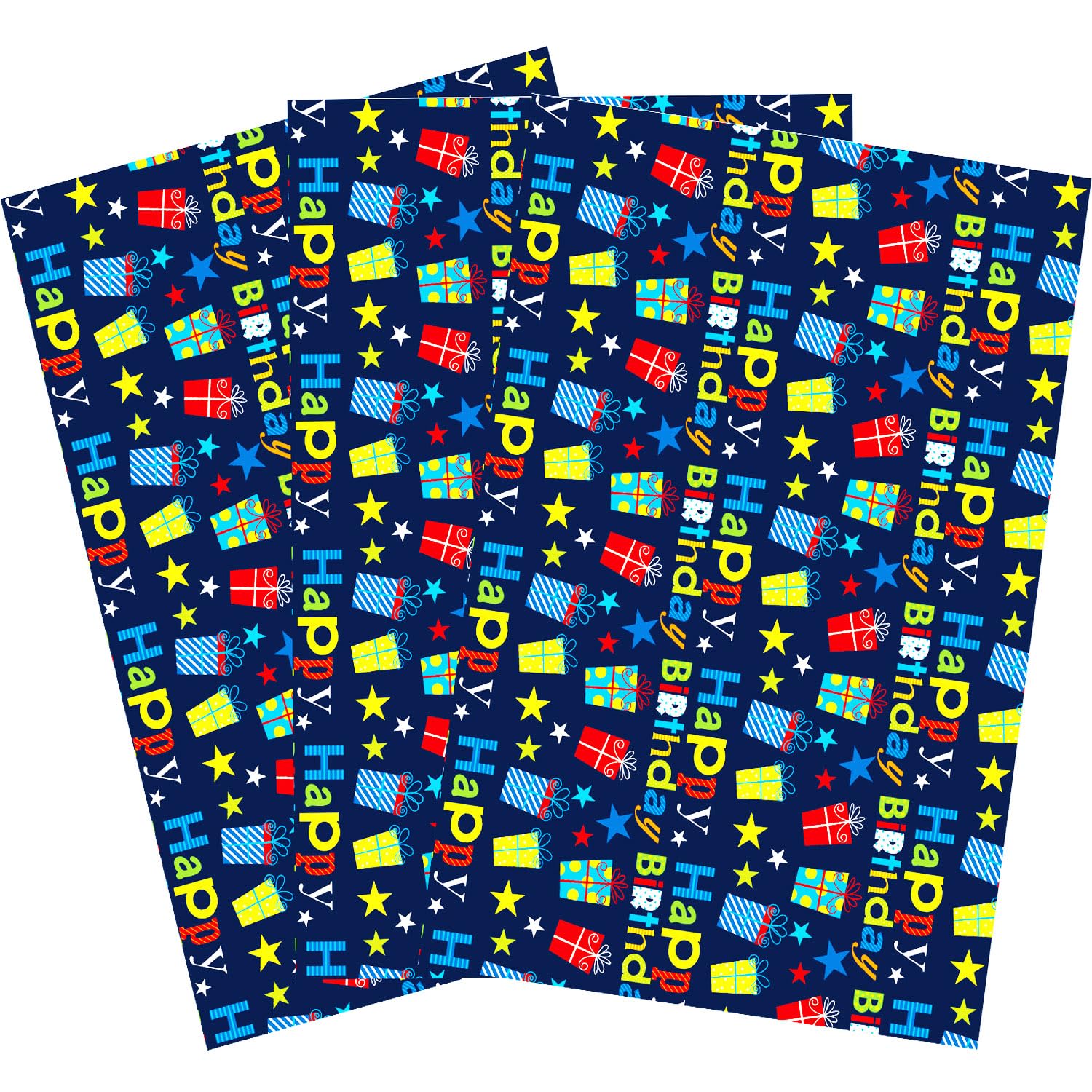 BOLIANNE Birthday Wrapping Paper Sheets - Colorful Happy Birthday Gift Wrap Paper for Boys Girls Kids Men Women - Gift Wrapping Paper for Holiday - 3 Sheets, 20 X 29 Inch, High Gloss