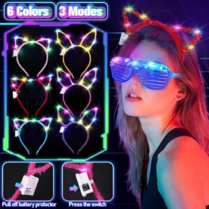 150PCS Glow in the Dark Party Supplies for Kids Adults, Light Up Party Favors with Light Up Glasses, Headband, Rings, 100 Glow Sticks Bulk Party Pack DIY Glow Necklaces Bracelets, Neon Party Supplies