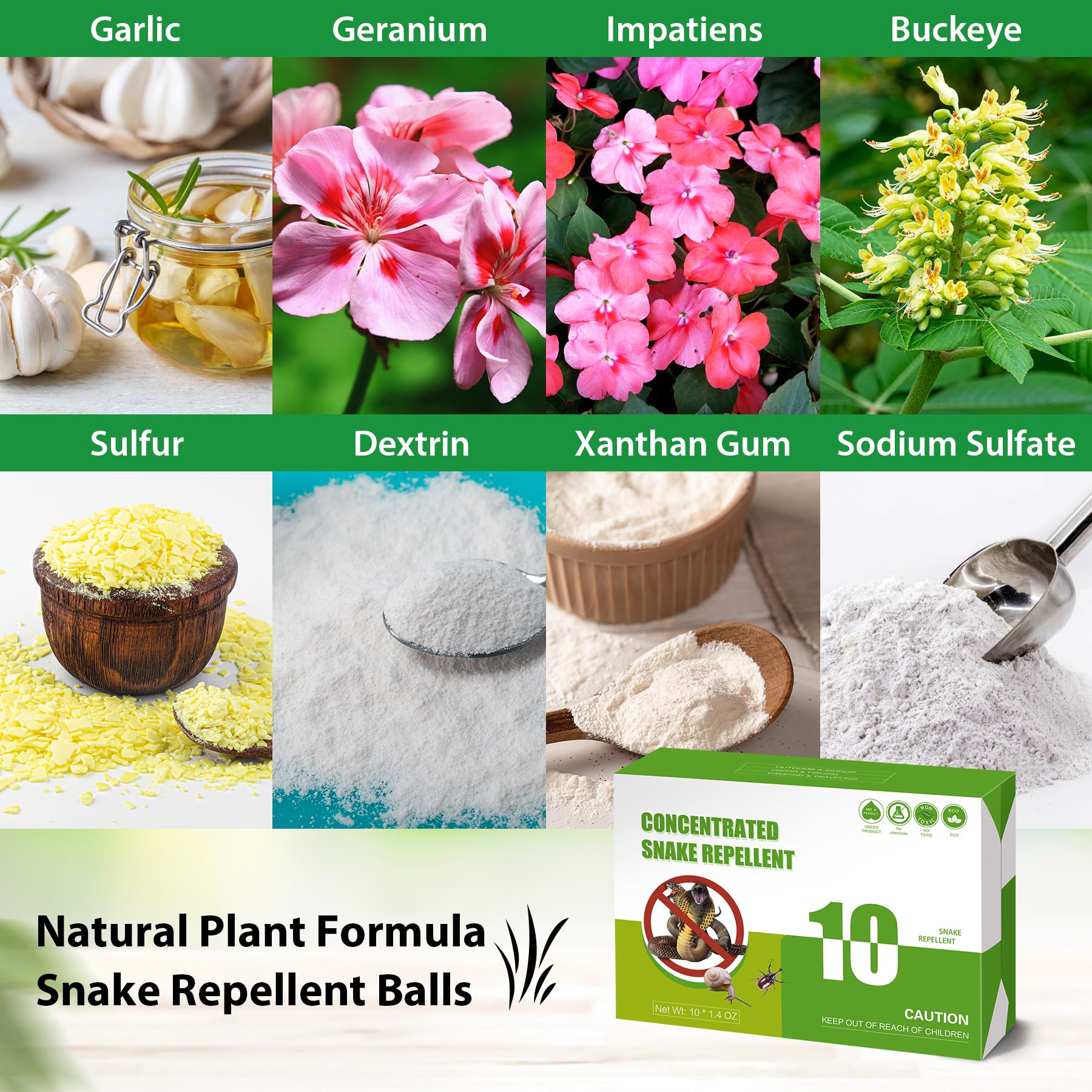 Homsor Snake Repellent Pet Safe 10 Pack Powerful Snake Away Repellent for Outdoors Indoor Yard House Camping Lawn Natural Snake Be Gone Balls to Keep Snakes Away from Your Family