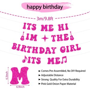 Holkcog Pink Its Me Hi Im The Birthday Girl Its Me Banner Music Star Party Decorations Singer Banner Fan Birthday Party Decoration Singer Cake Topper Pink Blue Balloons Honeycomb Centerpieces（31pcs）