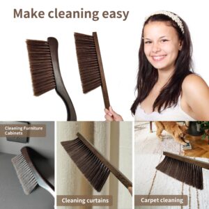 Hand Broom Cleaning Brush, Dusting Brush for Cleaning, Wood Block Hand Brush, Soft Bristle Cleaning Brush for Car Bed Furniture Clothes Garden Couch Draft Wooden Handle with a Nice Lanyard