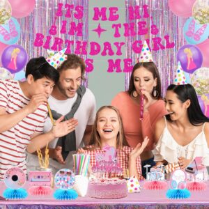 Holkcog Pink Its Me Hi Im The Birthday Girl Its Me Banner Music Star Party Decorations Singer Banner Fan Birthday Party Decoration Singer Cake Topper Pink Blue Balloons Honeycomb Centerpieces（31pcs）