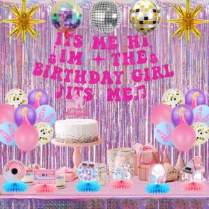 Holkcog Pink Its Me Hi Im The Birthday Girl Its Me Banner Music Star Party Decorations Singer Banner Fan Birthday Party Decoration Singer Cake Topper Pink Blue Balloons Honeycomb Centerpieces（31pcs）