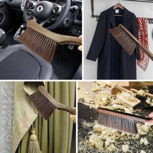 Hand Broom Cleaning Brush, Dusting Brush for Cleaning, Wood Block Hand Brush, Soft Bristle Cleaning Brush for Car Bed Furniture Clothes Garden Couch Draft Wooden Handle with a Nice Lanyard