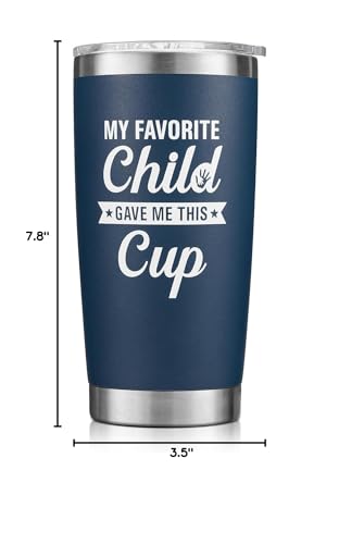 NOWWISH Christmas Gifts for Dad from Daughter Son, Dad Birthday Gifts, Funny Coffee Tumbler for Men Husband (20oz, Navy Blue)