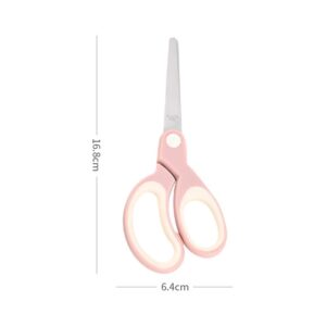 Pastel Non Stick Scissors All Purpose Office Craft Scissors Soft Grip Cutting Tool, Blunt Tip Fabric Shears Kids Scissors for Crafting, Sewing,Left & Right Handed (1 Pack, Pink)