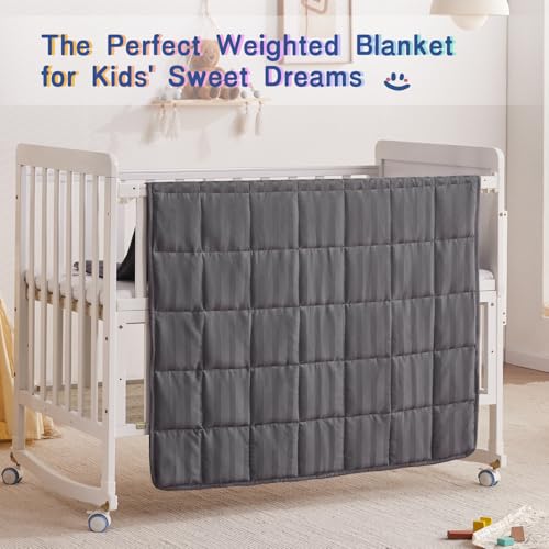 Wellfeel Weighted Blanket Kids, 7lbs Heavy Weighted Blanket 40"x60" Breathable Cooling Summer Blankets with Glass Beads for All-Season (Dark Grey)