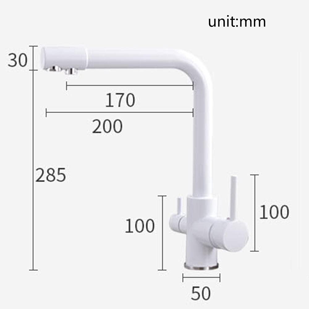 Sink Taps Kitchen Faucet 3 Way Brass 360° Rotation Hot and Cold Water Drinking Water 3 in 1 Kitchen Sink faucets White