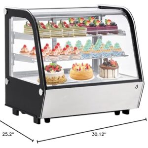 Acekool 4.2 Cu.Ft Commercial Countertop Refrigerator - Display Case w/Led Lighting, Auto Defrost, Air-Cooling, Rear Sliding Door for Cafe Restaurant, Countertop/Floor Refrigerator