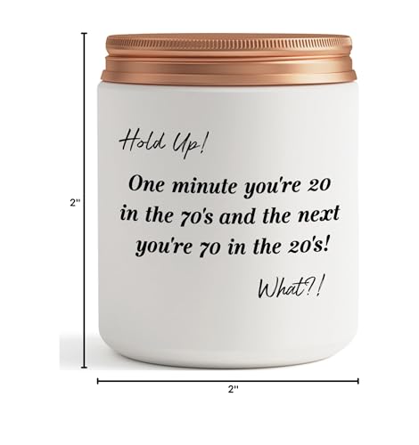 70th Birthday Gifts for Women, Men - Funny 70 Year Old Birthday Gift Ideas - Unique Turning 70 Happy Birthday Gifts for Friends, Mom, Dad, Grandma, Grandpa, Her - Lavander Scented Candles