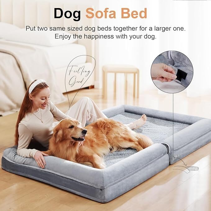 Large Dog Bed Orthopedic Washable: Beds Bolster XL Bed Large Big Dogs Memory Foam Couch Sofa Waterproof with Removable Cover