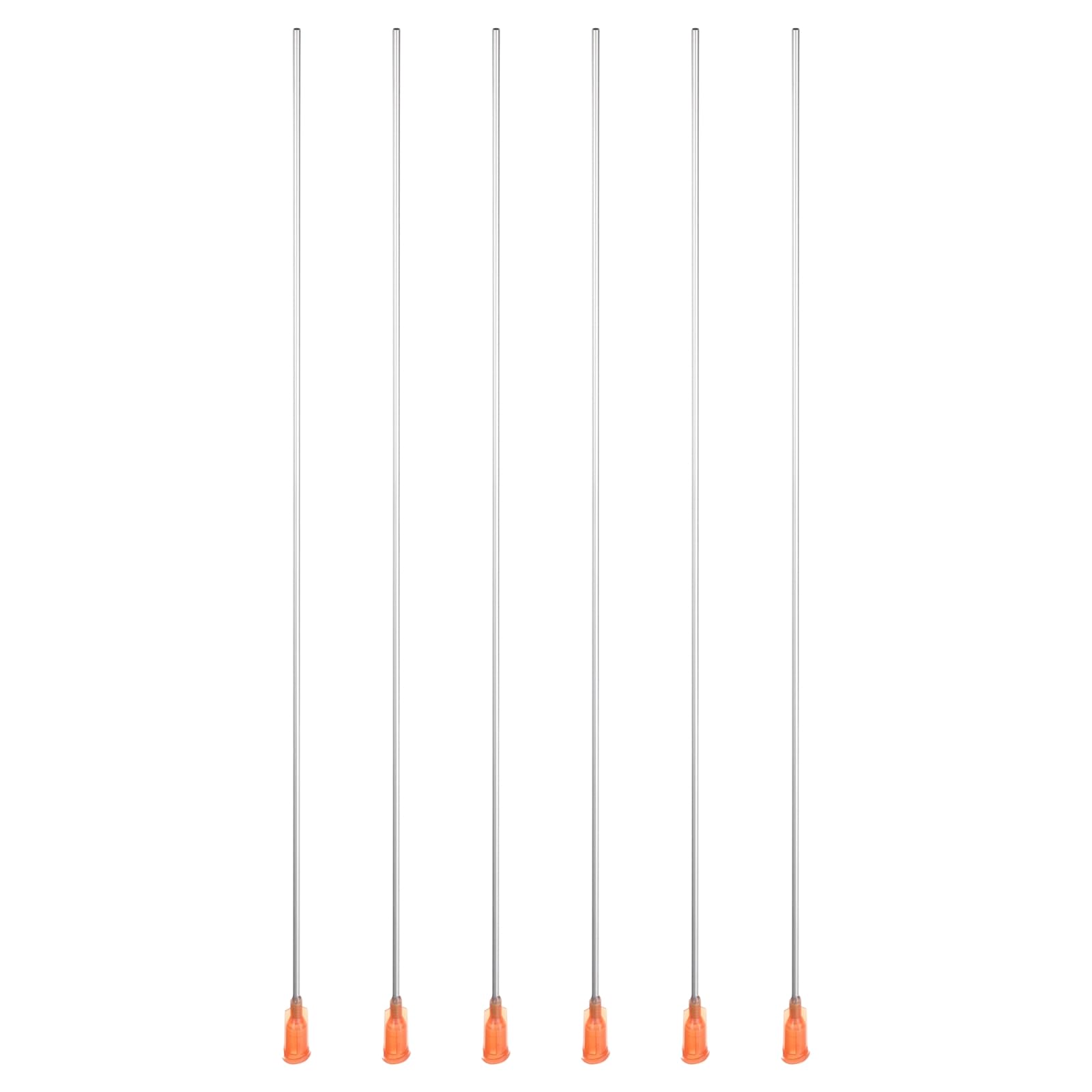 PATIKIL 15Ga x 10 Inch Dispensing Needle Tips, 6Pcs Stainless Steel and Plastic Glue Needle Tube Blunt Tips with Luer Lock for Glue Oil Applicator, Orange