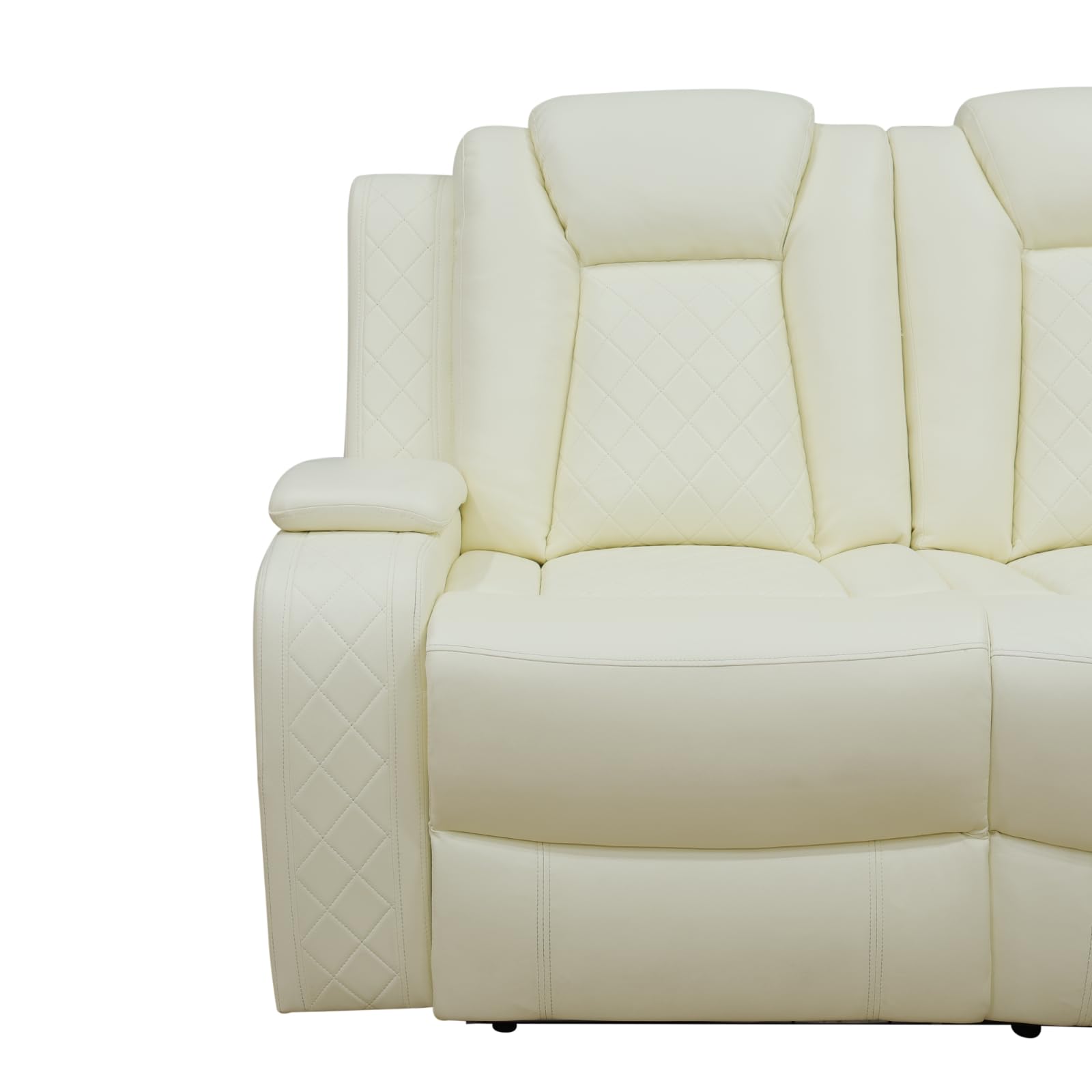 GEBADOL Power Reclining Sofa Set, Living Room Furniture Set with USB Ports, Leather Recliner Couches Set for Living Room/Apartment/Office/Home Theather (Creamy White, Sofa)