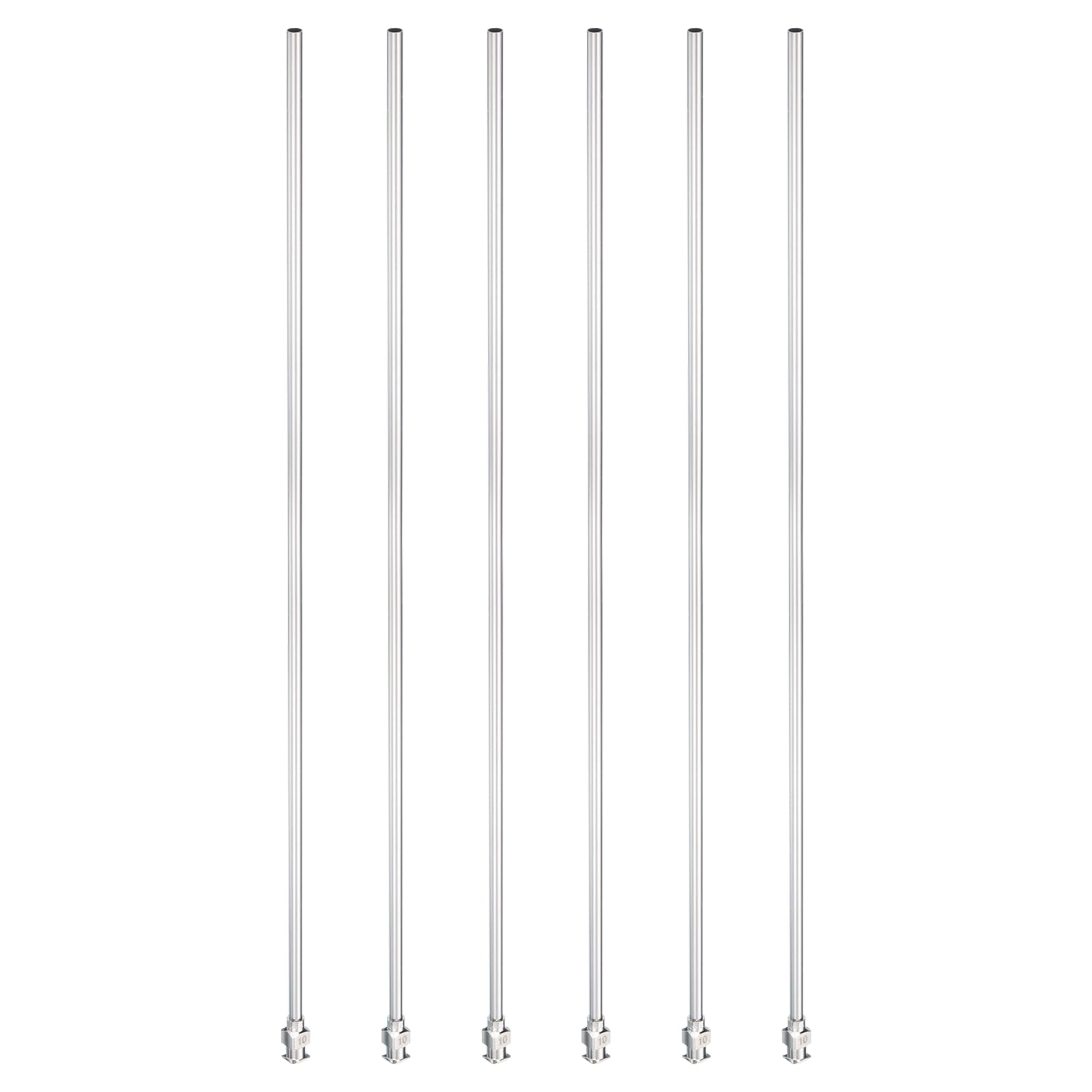 PATIKIL 10Ga x 10 Inch Stainless Steel Dispensing Needle Tips, 6Pcs Metal Glue Needle Tube Blunt Tips Luer Lock for Thick Glue Ink Lab, Silver