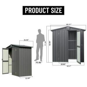 Outdoor Storage Shed 5.7X3 Ft,Metal Outside Sheds&Outdoor Storage Galvanized Steel,Tool Shed with Lockable Double Door,Garden Storage Shedfor Patio,Backyard,Garden,Lawn (5.7X3Ft, Black)